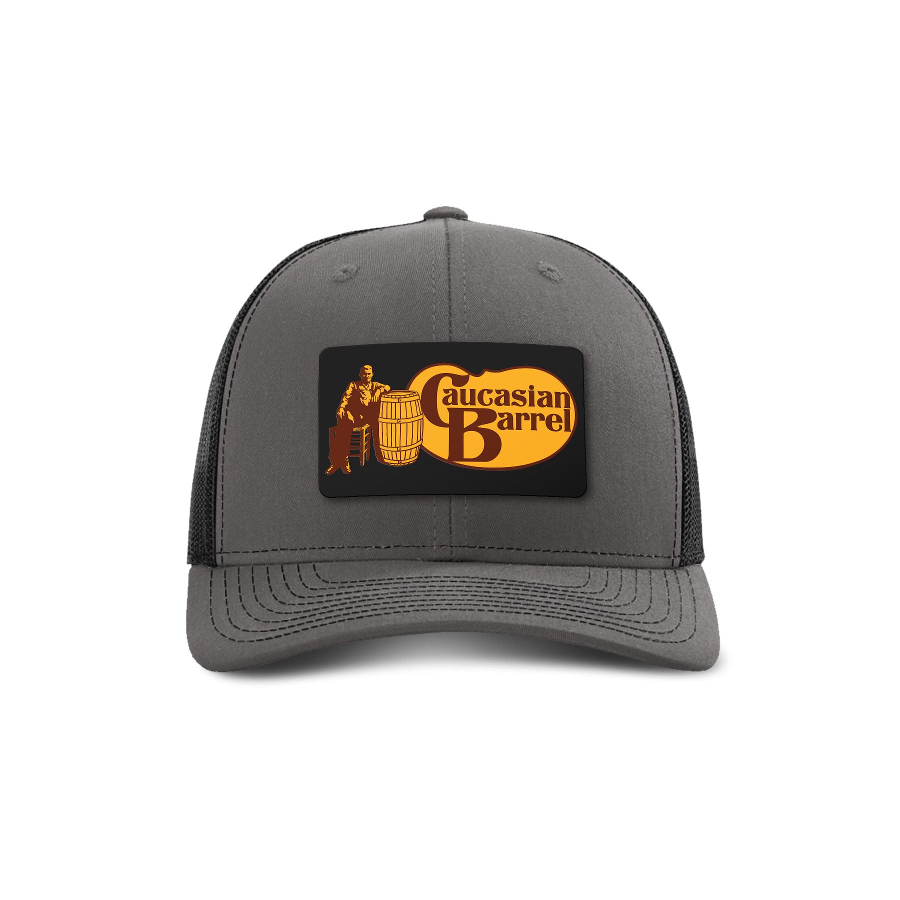 Caucasian Barrel Patch Trucker Hat