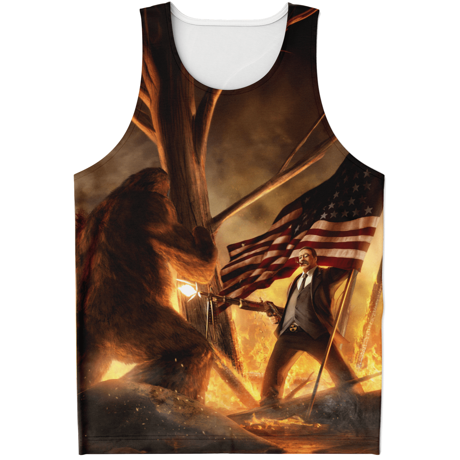 Teddy Roosevelt VS Bigfoot - All Over Print Tank