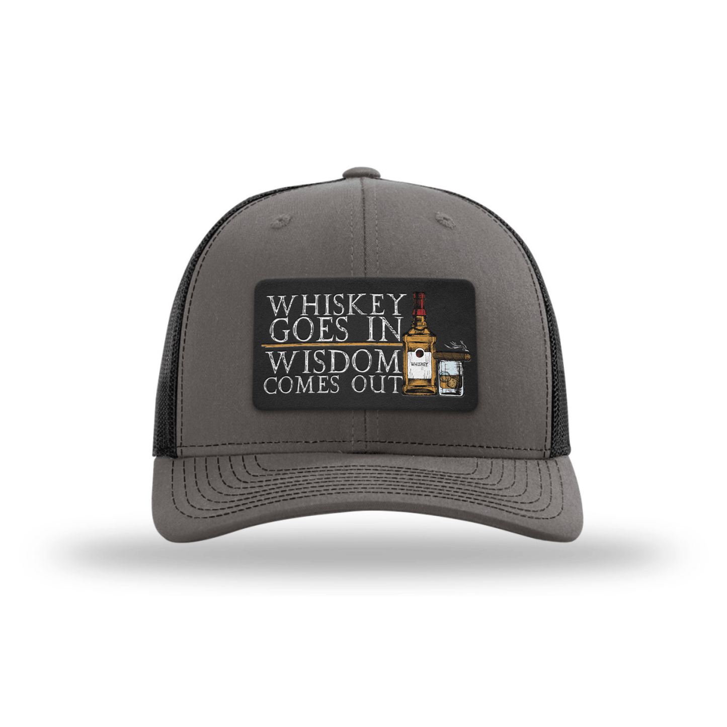 Whiskey Goes In Snapback Trucker