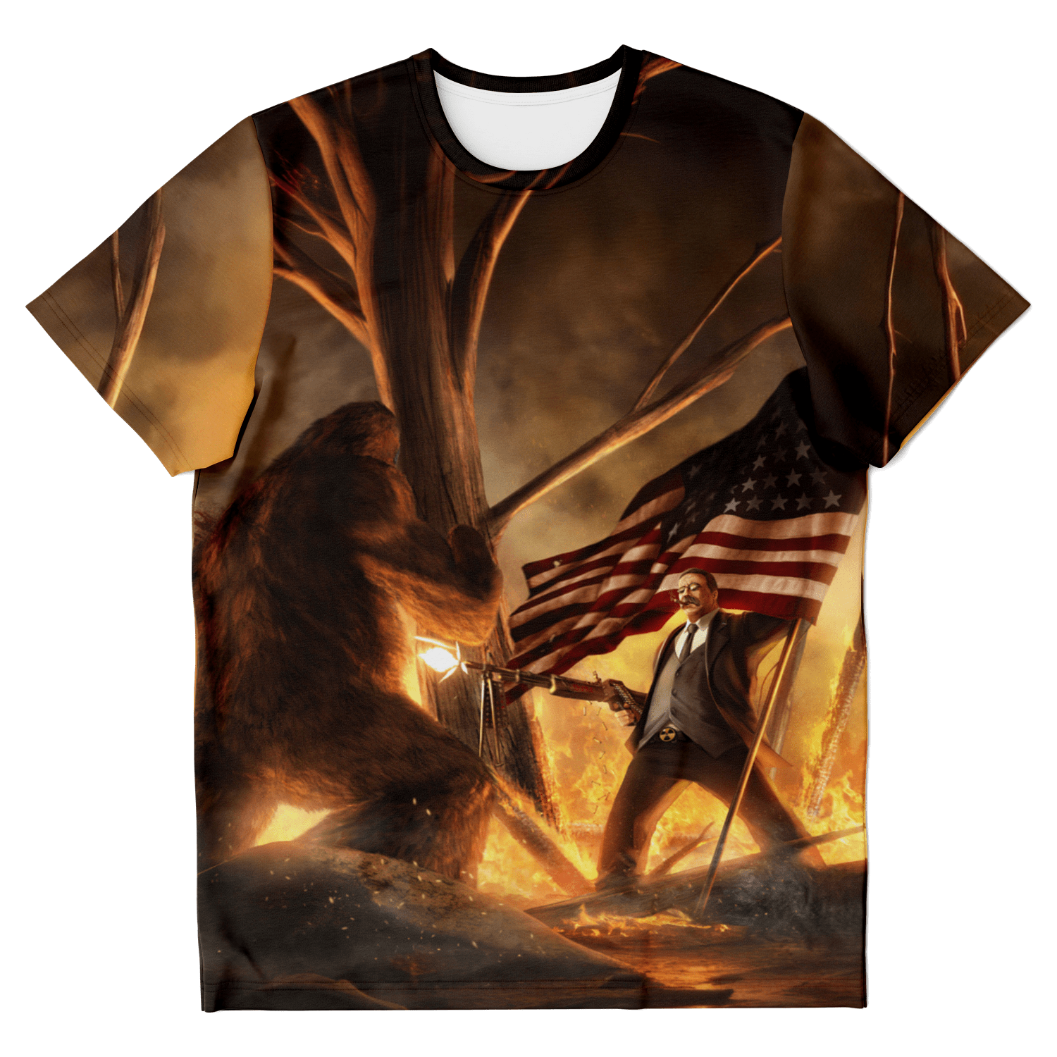 Teddy Roosevelt VS Bigfoot - All Over Print Shirt