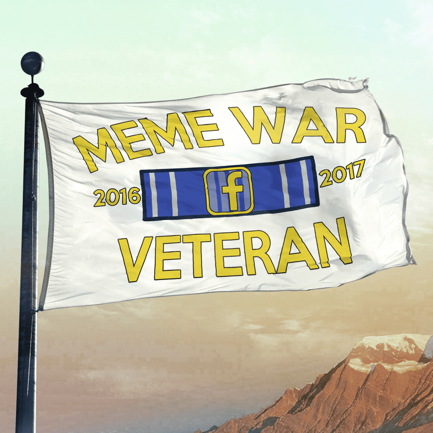 Meme War Veteran Flag WHITE