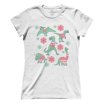 Dinos In Christmas Sweaters (Ladies)